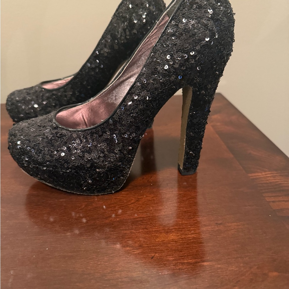 Steve Madden Black Sequin Heels